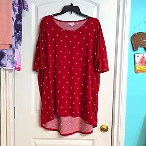 LuLaRoe Red Short Sleeve Star & Moon Print Graphic Tee XLARGE